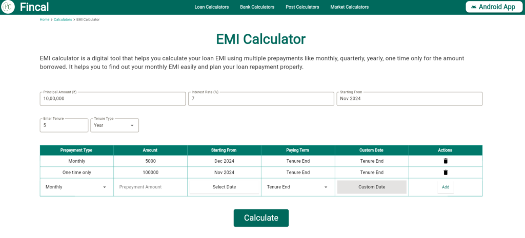 Home Loan EMI Calculator